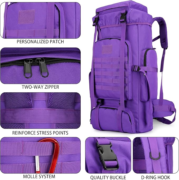 Hiking Backpack for Men 70L/100L Camping Backpack Military Rucksack Molle 3 Days Assault Pack for Climbing | Camping Backpack, 3 Days Assault Pack, for Climbing