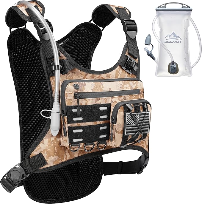 Zelvot Running Vest with 2L Water Bladder, Hydration Backpack, U.S. Original Design Patent, Lightweight Hydration Pack with Gear Holder, Reflective Chest Pack for Men Women for Marathon