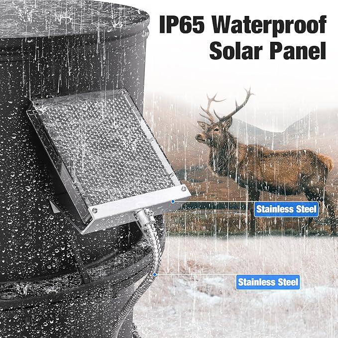 6V Solar Panel Battery Charger for Deer Feeder, 1.7W Waterproof Solar Panel with Mounting Bracket and Alligator Clips