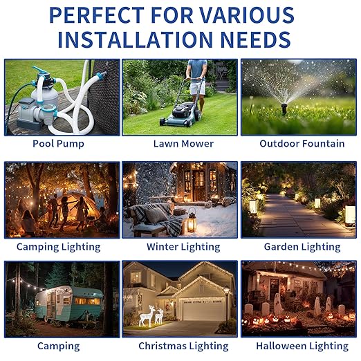 9 Pack Outdoor Extension Cord Safety Cover with Waterproof Seal IP54 Water-Resistant, Weatherproof Electrical Connection Box with 2 Latches, Plug, Socket, Holiday Decoration Light, Black