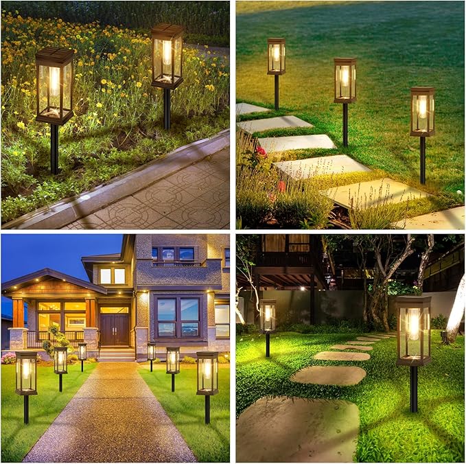 BesLowe Solar Pathway Lights Outdoor, 2-Pack Large LED Solar Light Outdoor Waterproof, Super Bright Outside Lights for Yard, Sun-Powered Landscape Lighting for Garden Walkway, Warm White