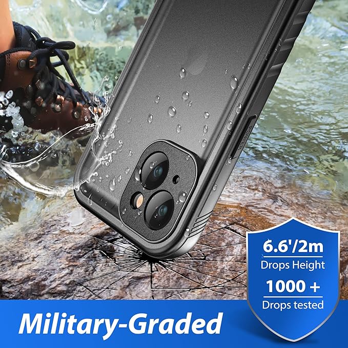 SPORTLINK for iPhone 14 Case - IP68 Waterproof Military Protective Full Body Heavy Duty Shockproof 360 Sealed Dustproof with Camera Screen Protector Cover for i Phone 14 6.1" Black