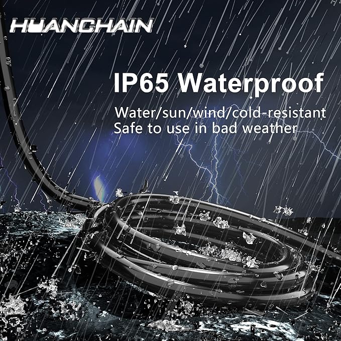 HUANCHAIN 15 FT 16 Gauge Black Indoor Outdoor Extension Cord Waterproof, Flexible Cold Weather 3 Prong Electric Cord Outside, 13A 1625W 125V 16AWG SJTW, ETL Listed