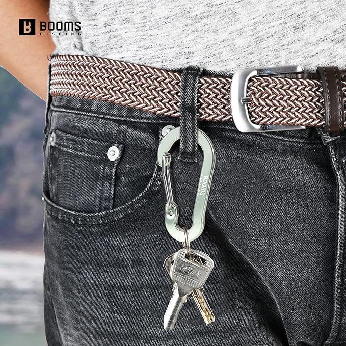 Booms Fishing CC5 Multi-Use Carabiner Clips, 10 Pack 2.3"/ 3.1" Caribeener Clips, Mini Keychain Caribeaner Clip, Aluminum D Ring Carabiners