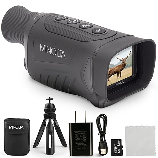 Minolta 6x25 Digital Night Vision Monocular w/Built-in 4K HD Video Camera (Black)