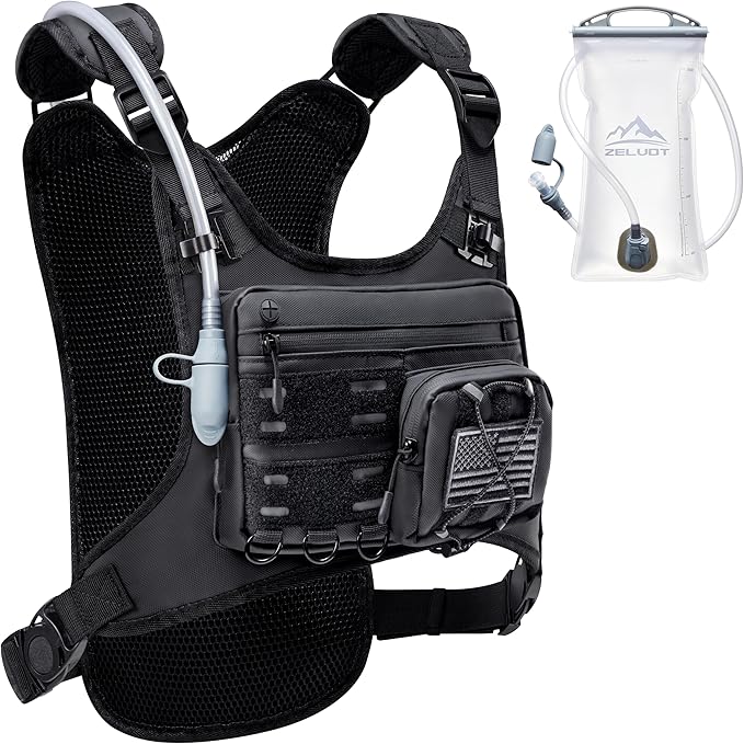 Zelvot Running Vest with 2L Water Bladder, Hydration Backpack, U.S. Original Design Patent, Lightweight Hydration Pack with Gear Holder, Reflective Chest Pack for Men Women for Marathon