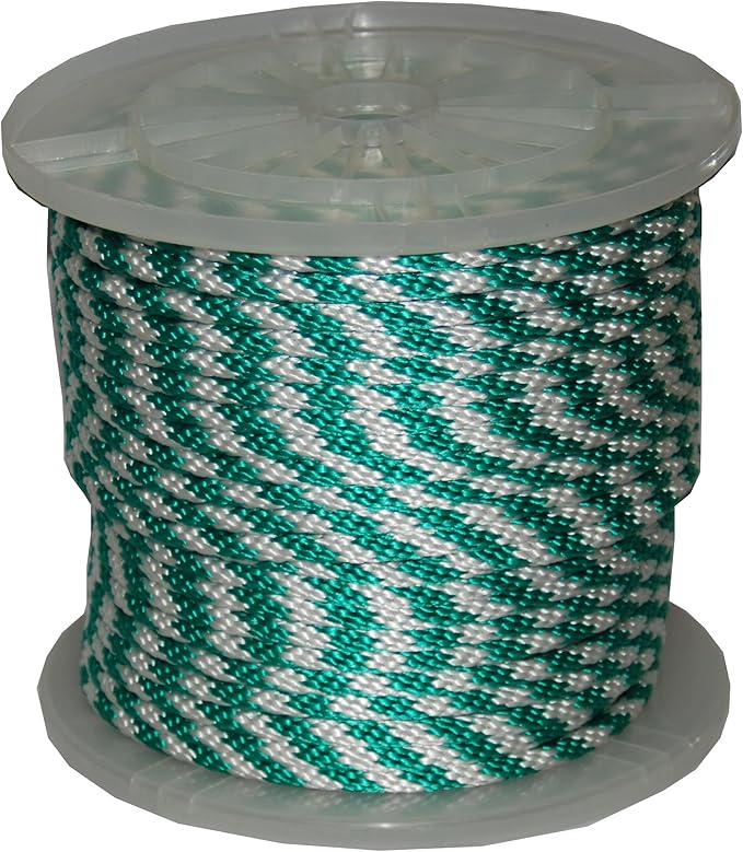T.W Evans Cordage Co. 98328 3/8-Inch by 300-Feet Solid Braid Propylene Multifilament Derby Rope, Green and White