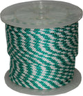 T.W . Evans Cordage 5/8" X 200' Green & White Solid Braid Propylene MFP Derby Rope