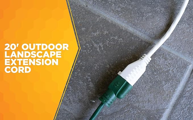Southwire Outdoor Extension Cord - Light Duty Landscape & Patio Power Cable for Outdoor Use - Weather Resistant Vinyl Jacket - Neutral White Finish - 16/3 Gauge - 20-Foot