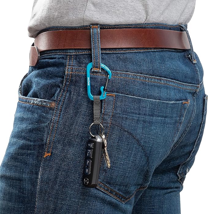 Nite Ize SlideLock Key Ring, Locking Carabiner Key Chain with Webbing, Orange