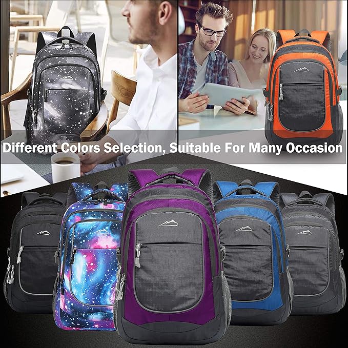ProEtrade Extra Large Backpack Bookbag for College Travel Laptop Business Hiking Backpack Fit Laptop Up to 17 Inch Sturdy Multi Compartment Gifts for Men Women Night Light Reflective (Light Orange)