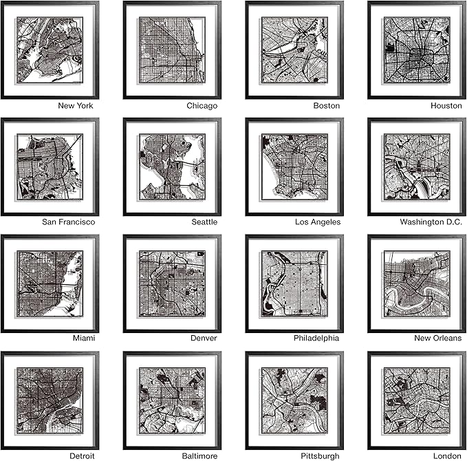 Washington D.C. Cut Map framed by O3 Design Studio, White map, Black frame, 18x18 inches, paper cutting art work, Gift Boxed, 4 background color, self-changing, Wall Art